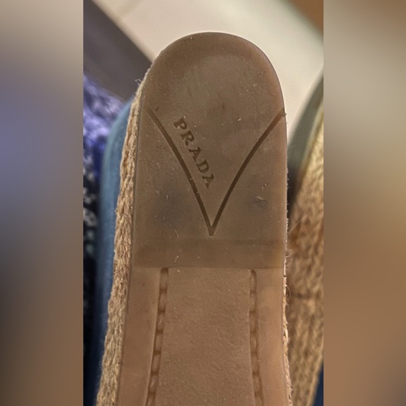 Beautiful Prada Blue Suede w/ Buckle Open Toe Ankle Strap Platform Shoes Sz 8 - Picture 5 of 8